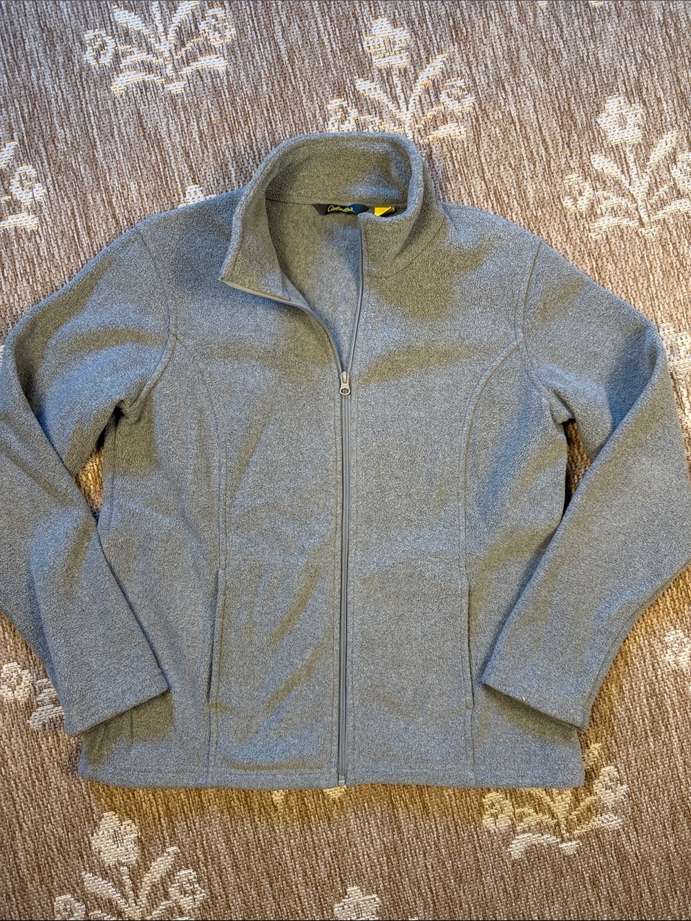 Cabelas Light Gray Full-Zip Teddy Fleece Jacket